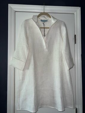 Tuckernuck IvoryLinen-Blend Tunic Dress